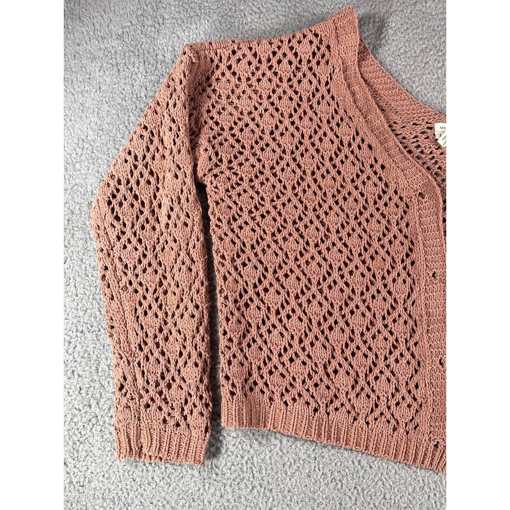 Artelier Nicole Miller Knit Sweater Womens XL Brown Open Knit Cardigan Buttons - Picture 3 of 12